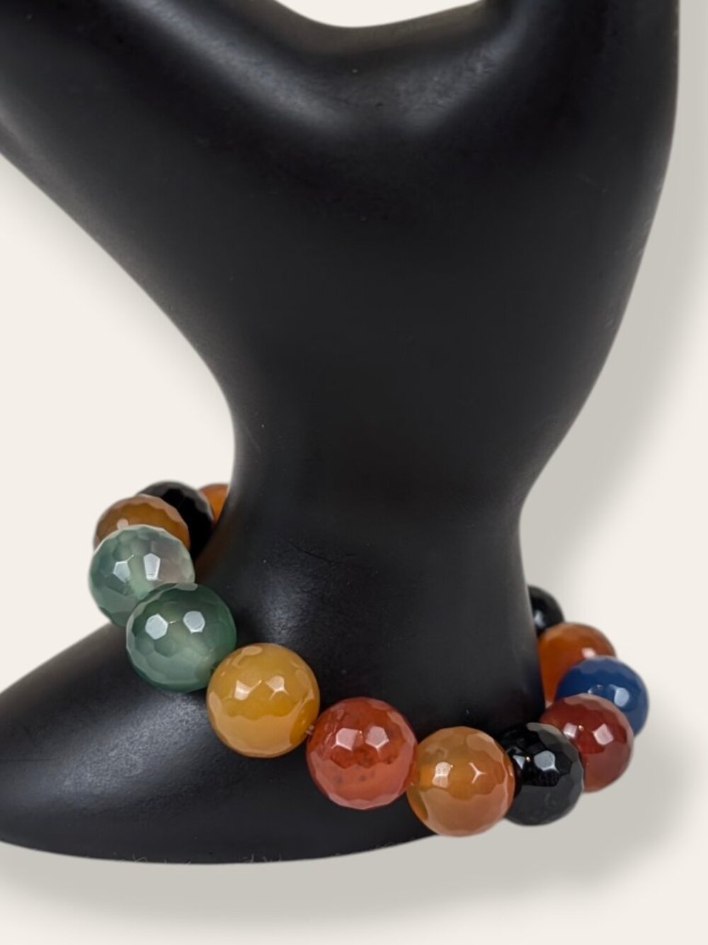 Multicolour Faceted Agate Beaded Stretch Bracelet